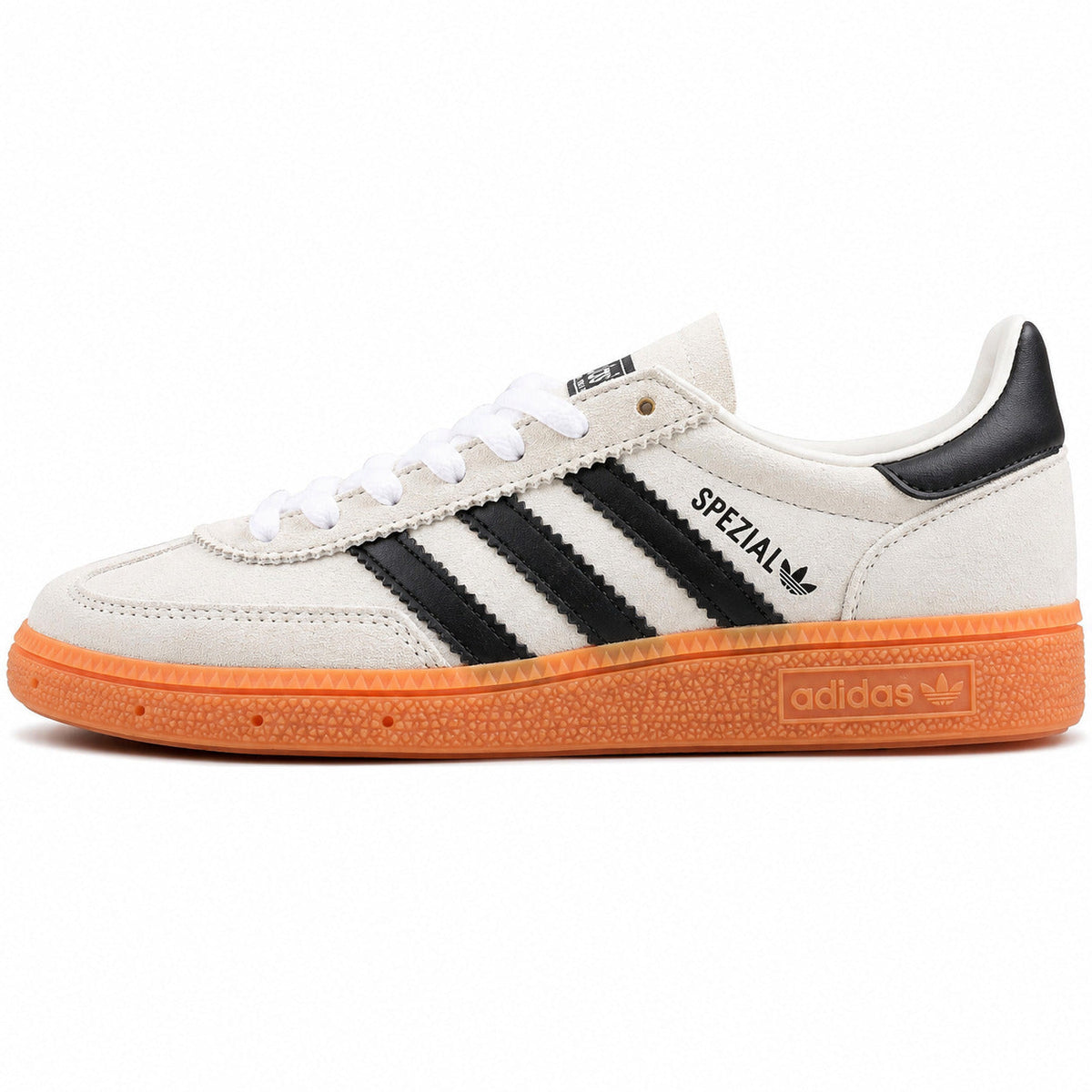 Adidas Handball Spezial crema negro suela naranja lateral izquierdo