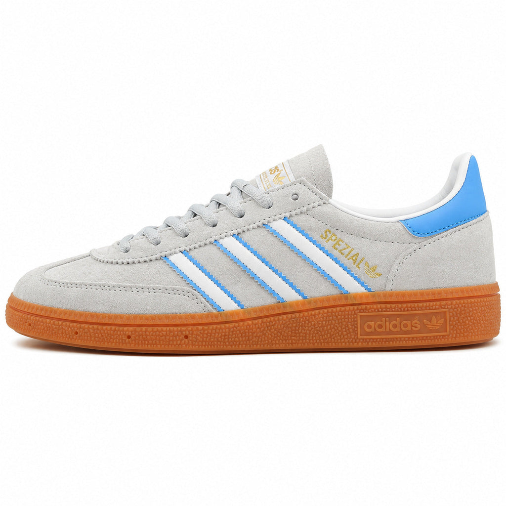 Adidas Handball Spezial ante gris claro azul cielo lateral izquierdo suela naranja