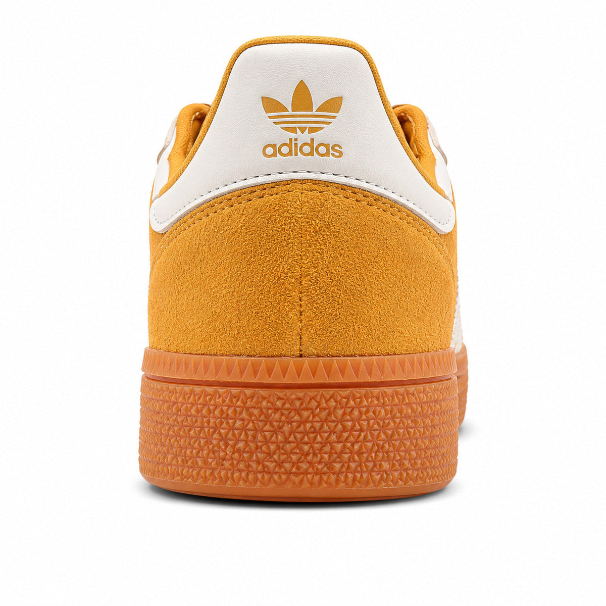 Adidas Handball Spezial ante mostaza crema detalle talón suela naranja
