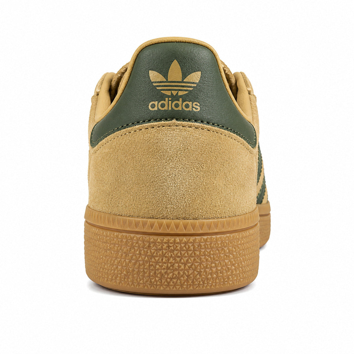 Adidas Handball Spezial ante mostaza verde oscuro detalle contrafuerte trasero