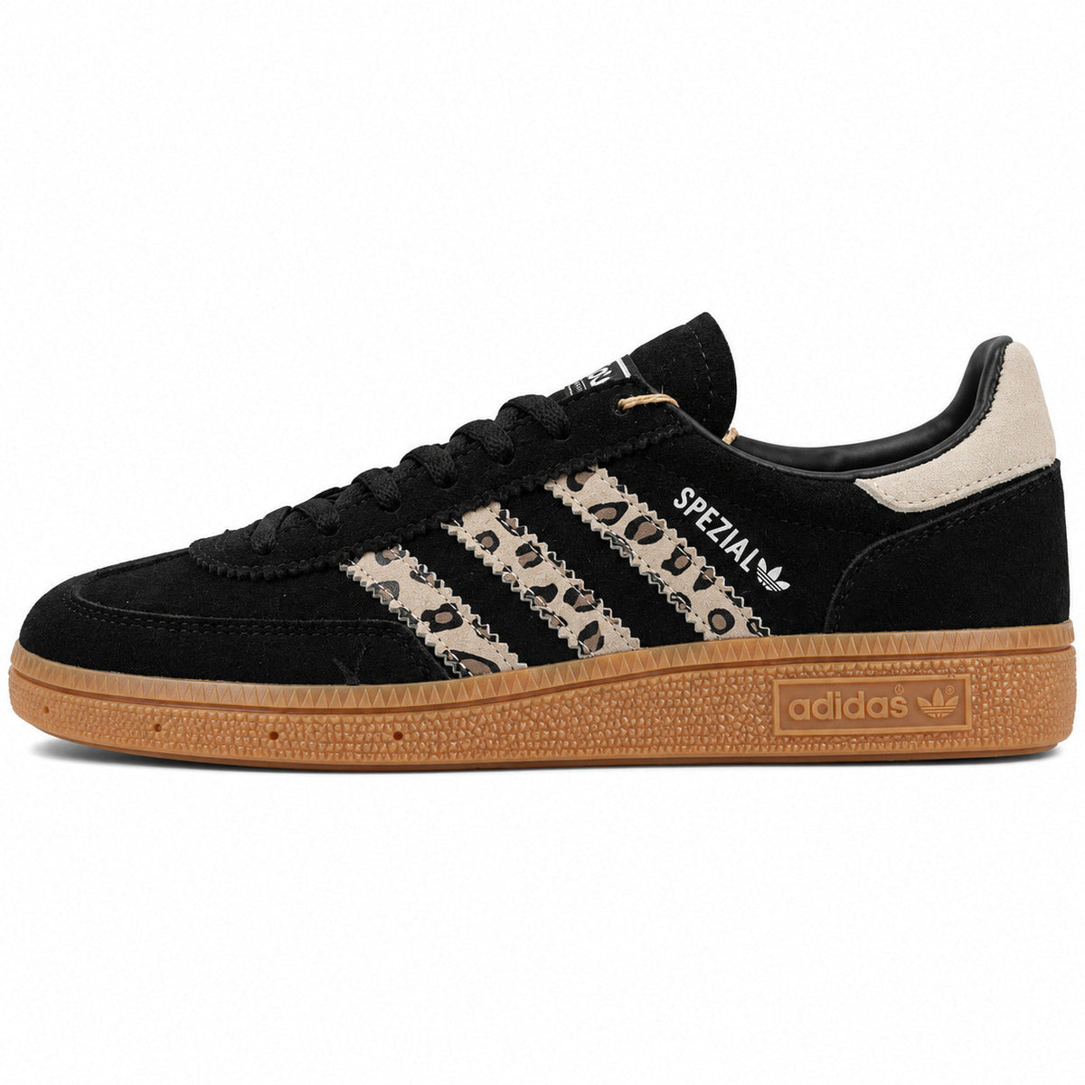 Adidas Handball Spezial ante negro rayas leopardo vista lateral derecha
