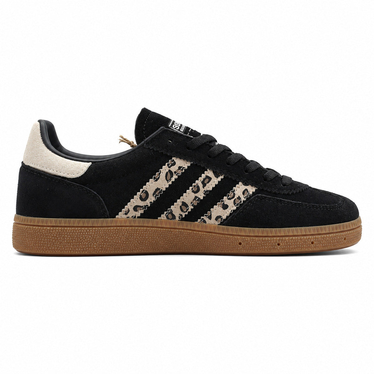 Adidas Handball Spezial ante negro rayas leopardo vista lateral izquierda