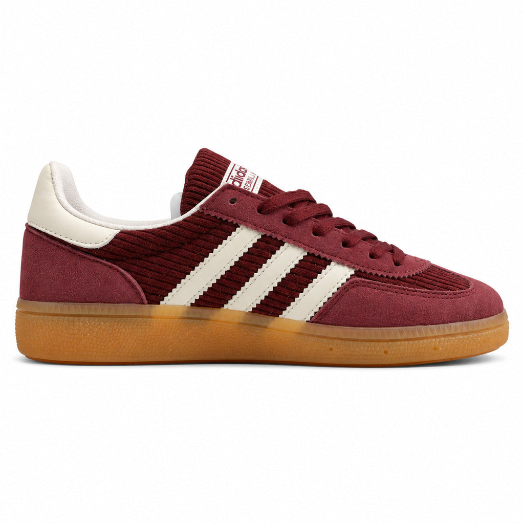 Adidas Handball Spezial pana burdeos crema lateral derecho suela goma
