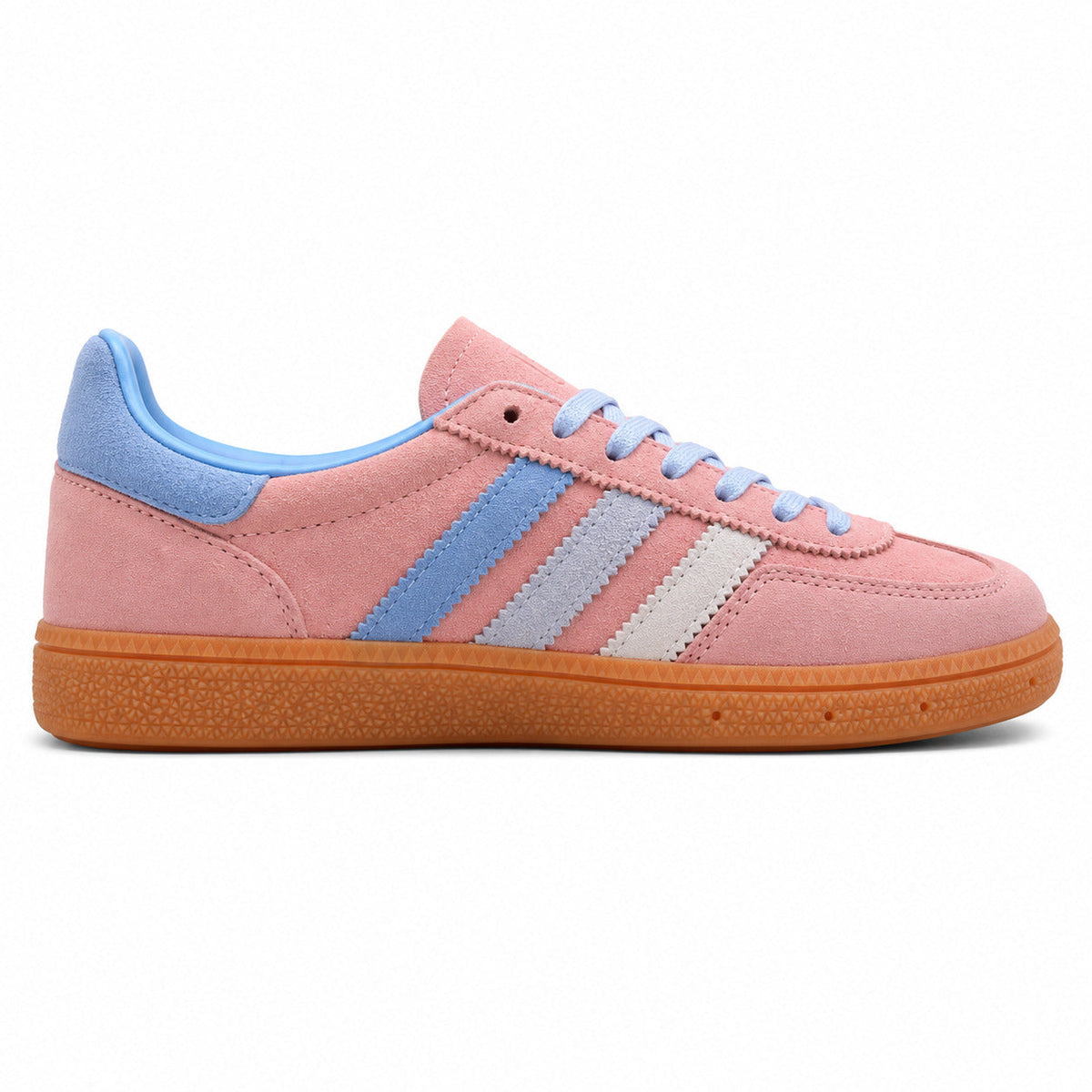 Adidas Handball Spezial ante rosa azul cielo rayas tricolor lateral izquierda