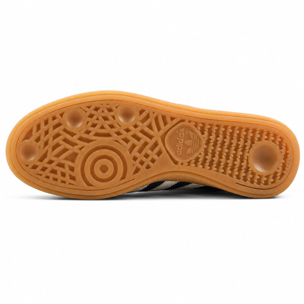 Adidas Handball Spezial x Sporty Rich marino suela goma caramelo patrón geométrico adidas vista inferior