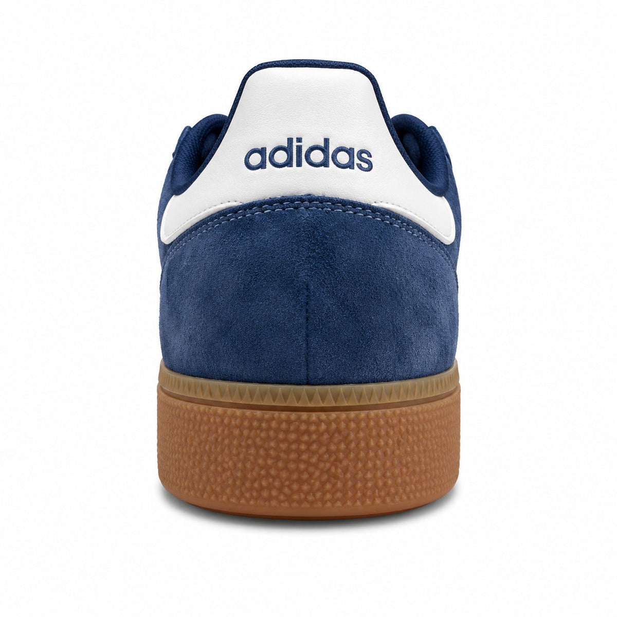 Adidas Handball Spezial x Sporty Rich azul marino detalle talón ante blanco suela goma caramelo