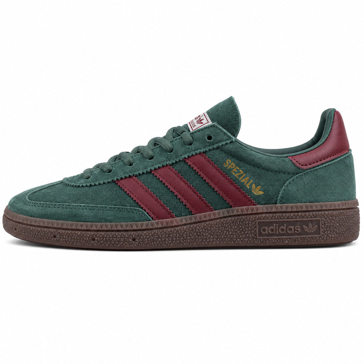 Adidas Handball Spezial ante verde oscuro burdeos vista lateral derecha