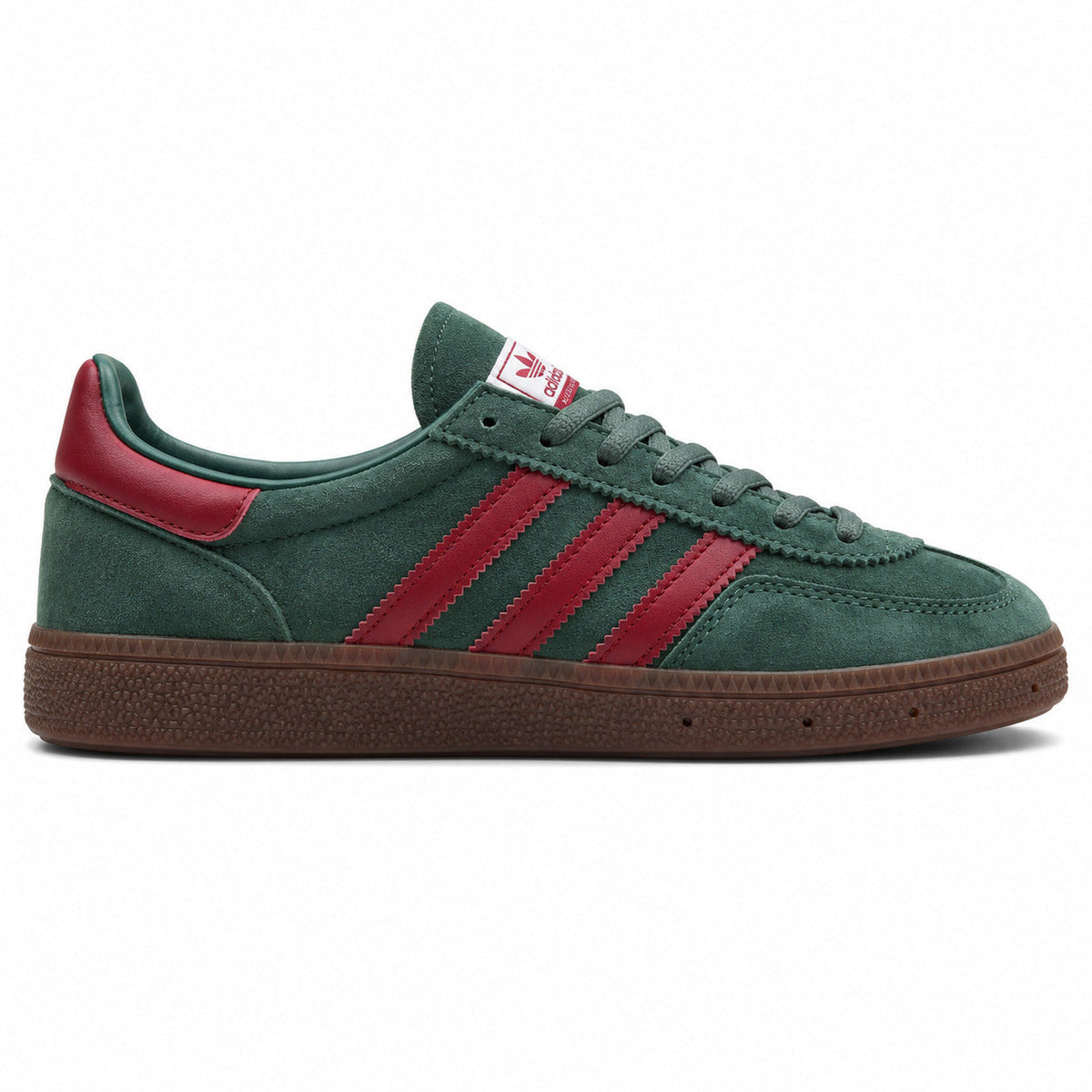 Adidas Handball Spezial ante verde oscuro burdeos vista lateral izquierda