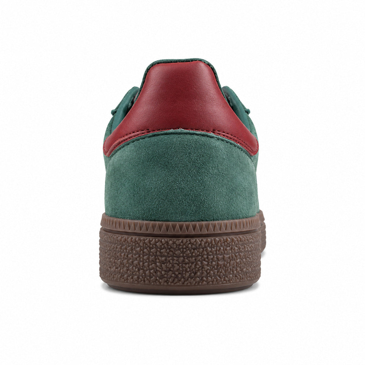 Adidas Handball Spezial verde oscuro detalle talón burdeos suela goma