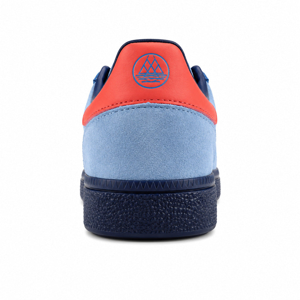 Adidas Handball Spezial x CP Company azul rojo detalle logo contrafuerte trasero