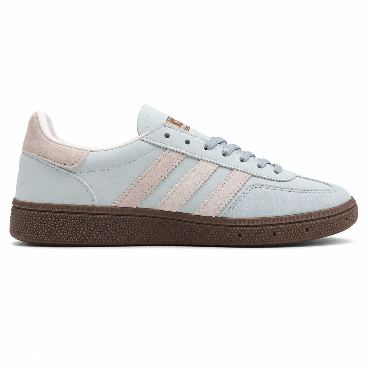 Adidas Handball Spezial x Kith azul hielo rosa polvo lateral derecho suela goma
