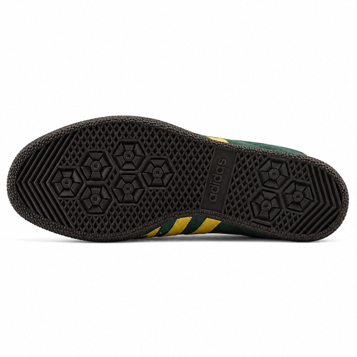 Adidas Liverpool verde y amarillo, suela negra vista inferior