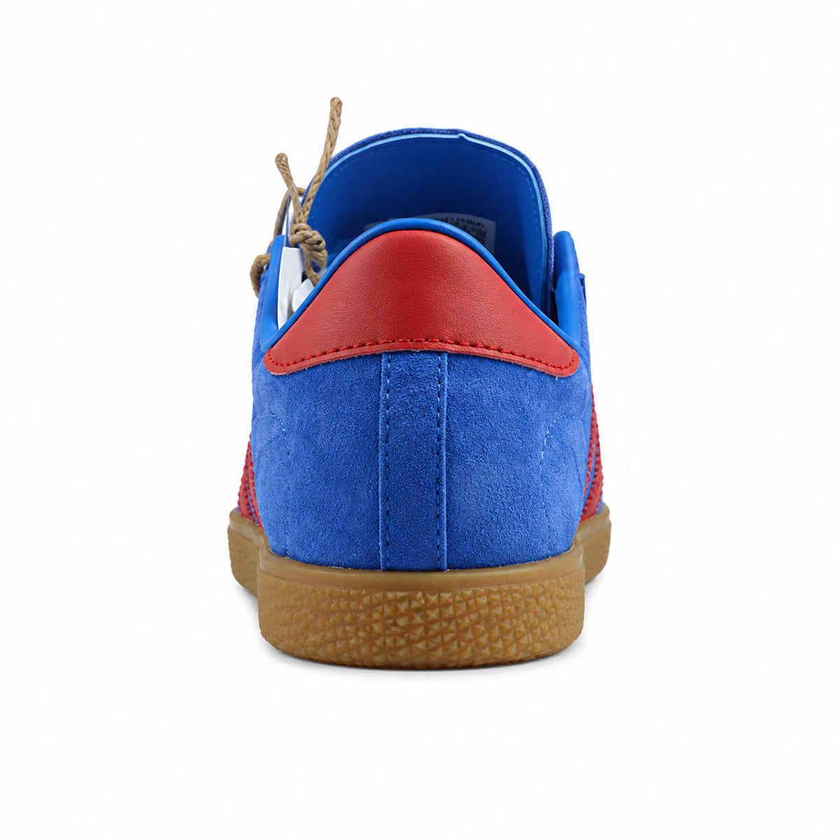 Adidas London 96 azul y rojo, detalle talón rojo