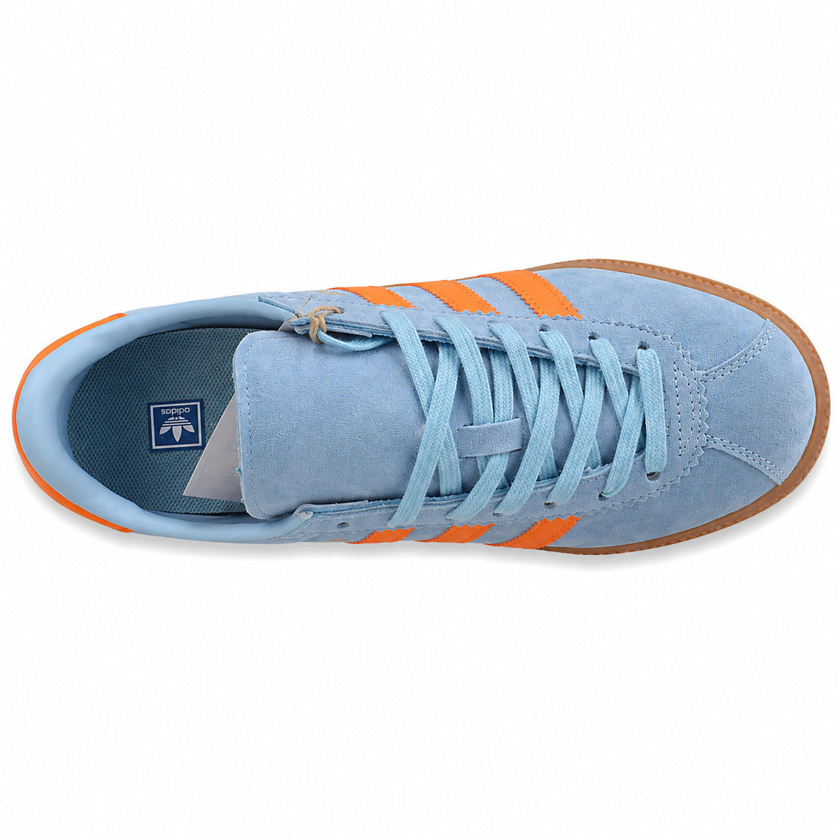 Adidas London ante azul cielo naranja vista superior cordones