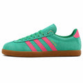 Adidas London verde menta ante, franjas rosas y suela goma, lateral exterior