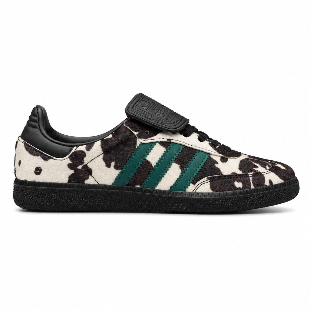 Adidas Samba LT x Stüssy estampado vaca verde negro lateral derecho