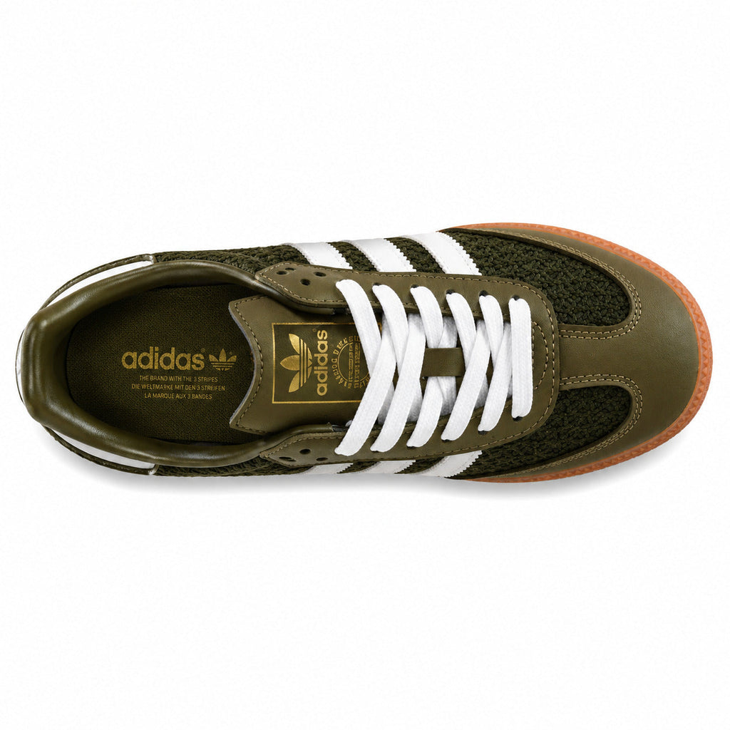Adidas Samba OG bouclé verde oliva blanco suela goma vista superior