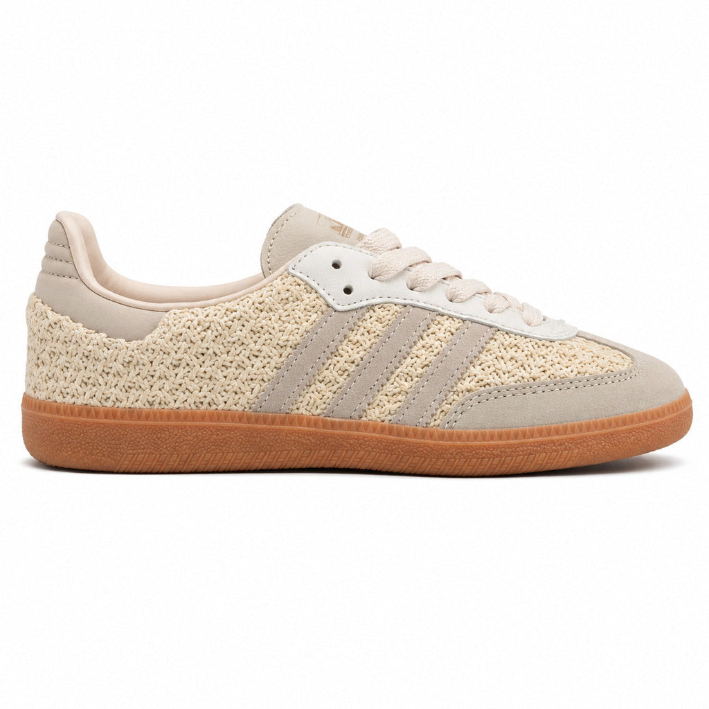 Adidas Samba OG crema arena crochet rafia lateral derecho goma
