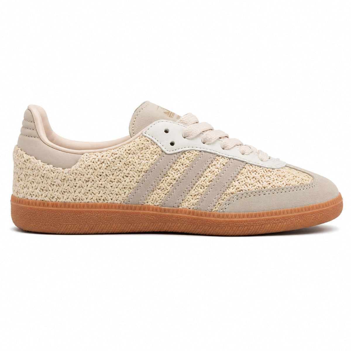 Adidas Samba OG crema arena crochet rafia lateral derecho goma

