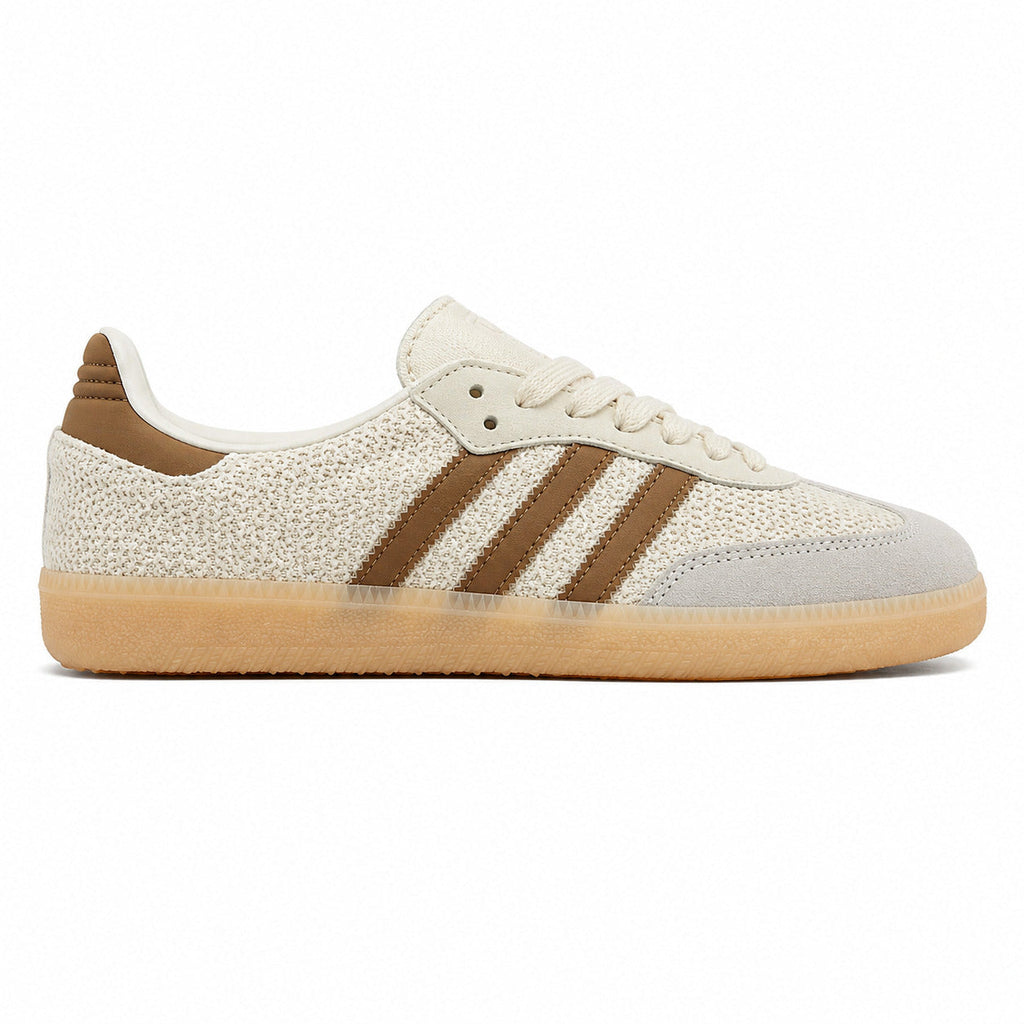 Adidas Samba OG crema camel tejido suela goma lateral derecho