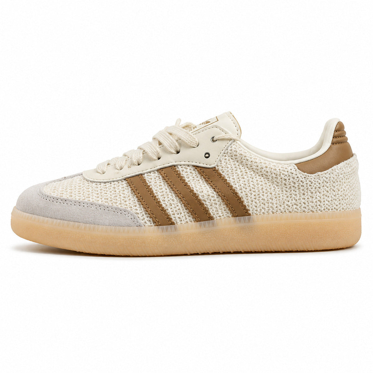 Adidas Samba OG crema camel tejido suela goma lateral izquierdo
