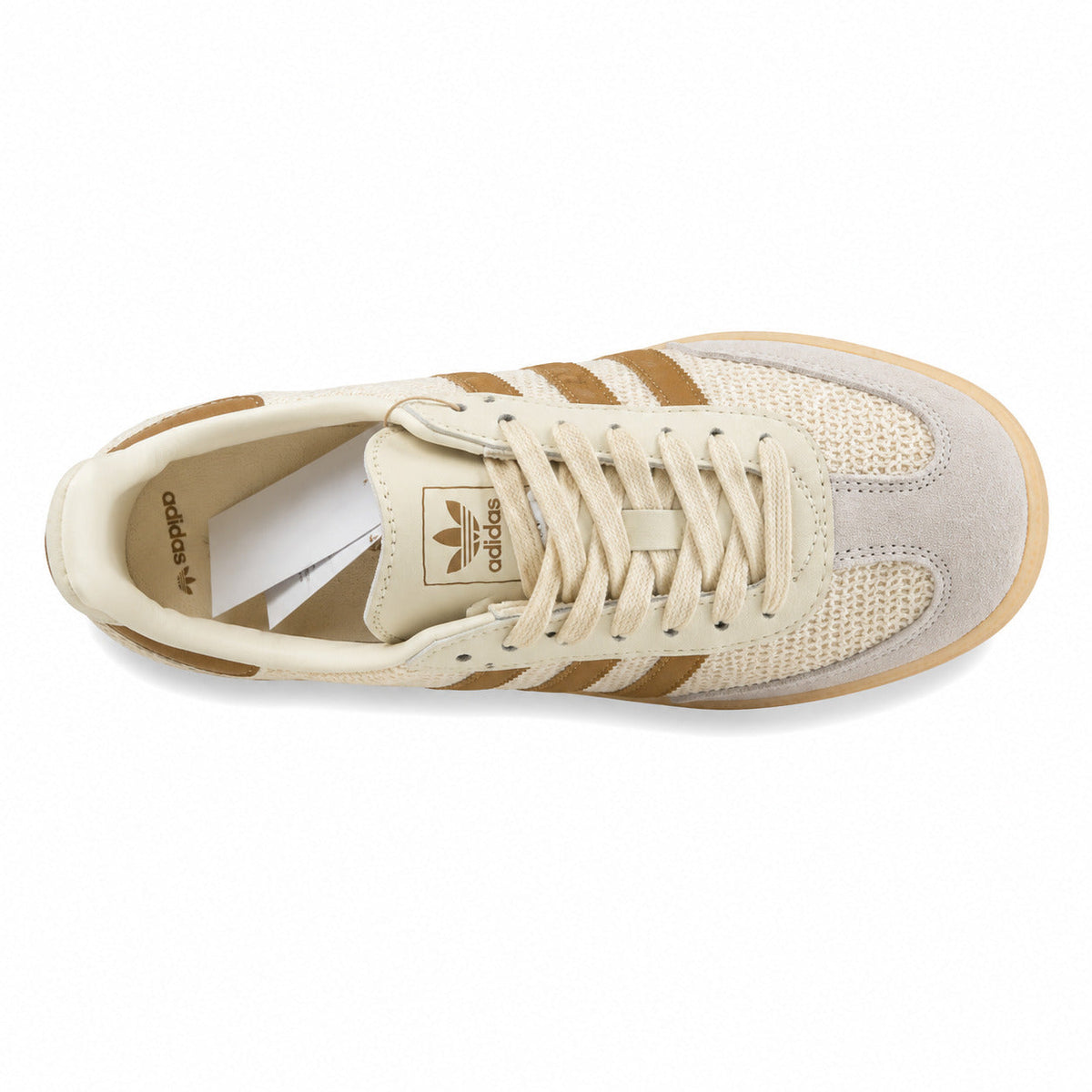 Adidas Samba OG crema camel tejido vista superior lengüeta Trefoil
