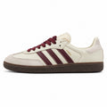 Adidas Samba OG crema bandas maroon suela goma marrón perfil izquierdo