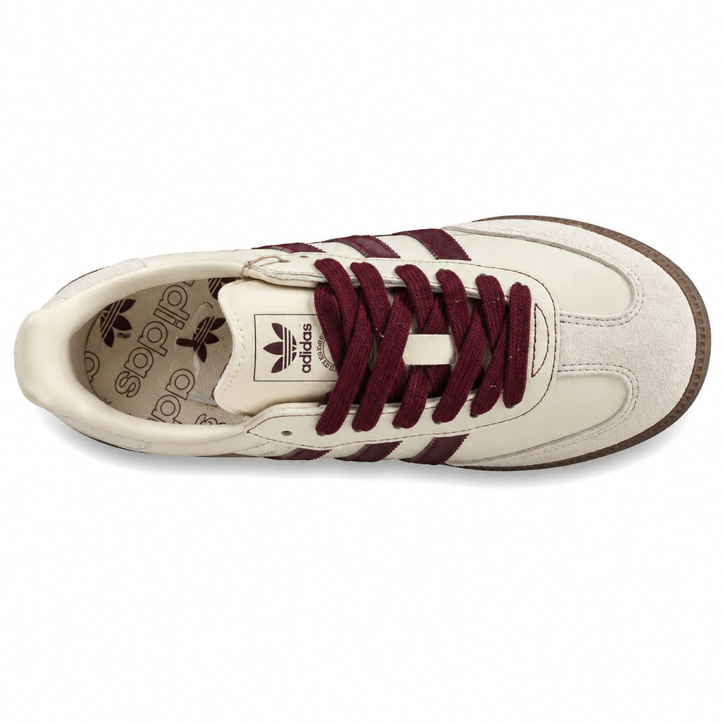 Adidas Samba OG crema maroon ante gris suela goma vista superior
