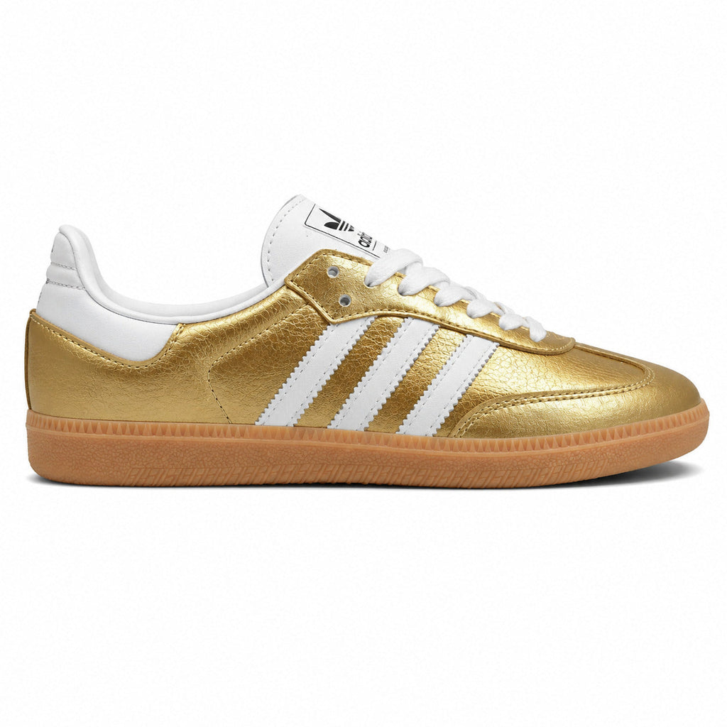 Adidas Samba OG dorado metalizado blanco perfil derecho