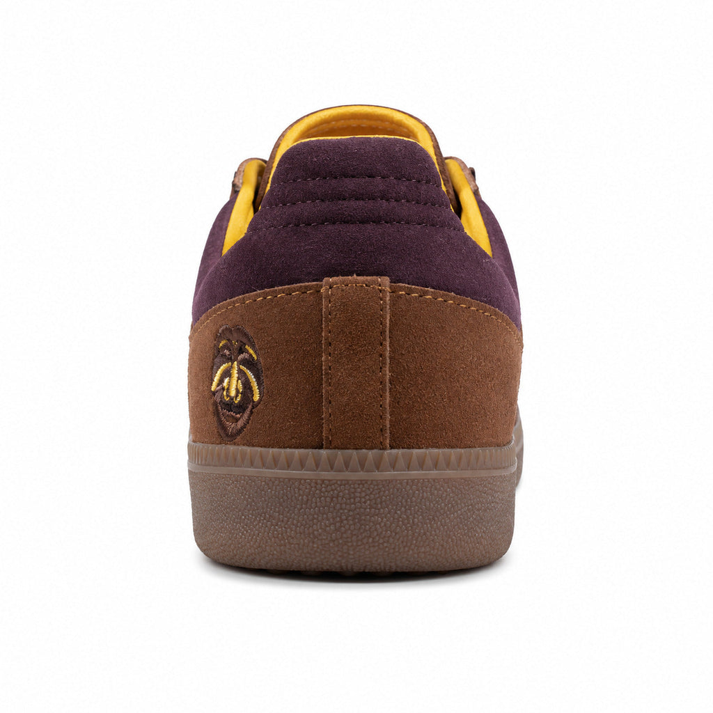 Adidas Samba OG marrón morado detalle talón abeja bordada