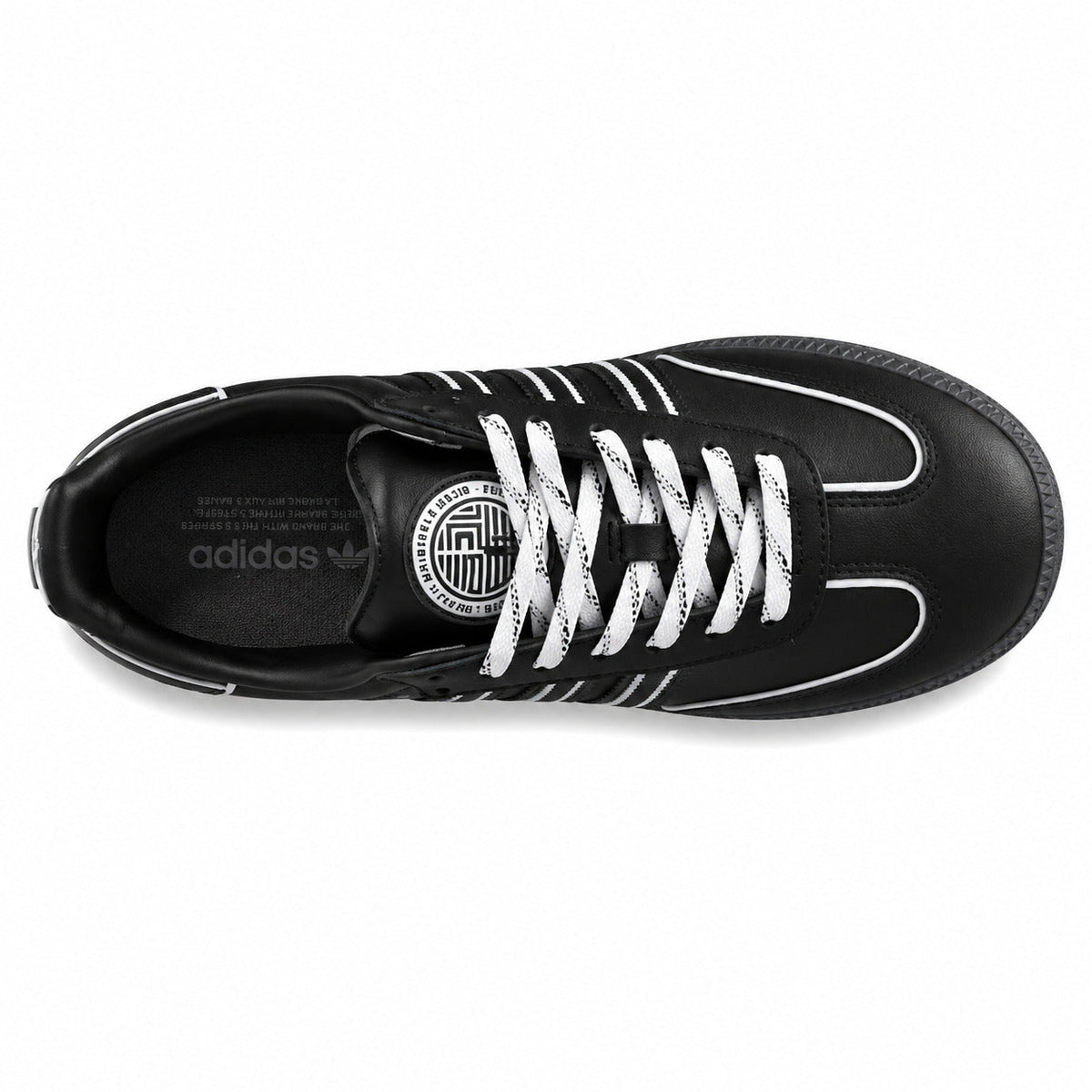 Adidas Samba OG negro blanco medallón lengüeta vista superior