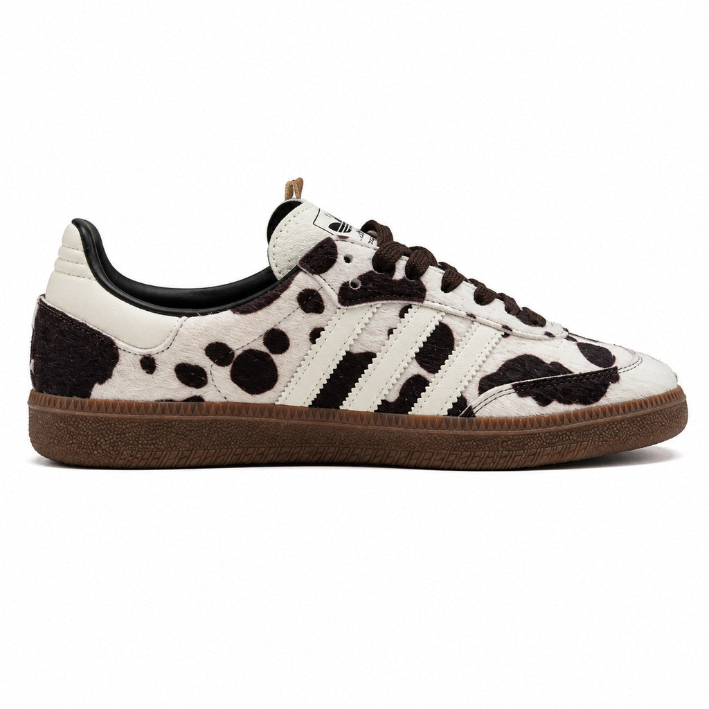 Adidas Samba OG pelo potro estampado vaca blanco lateral derecho
