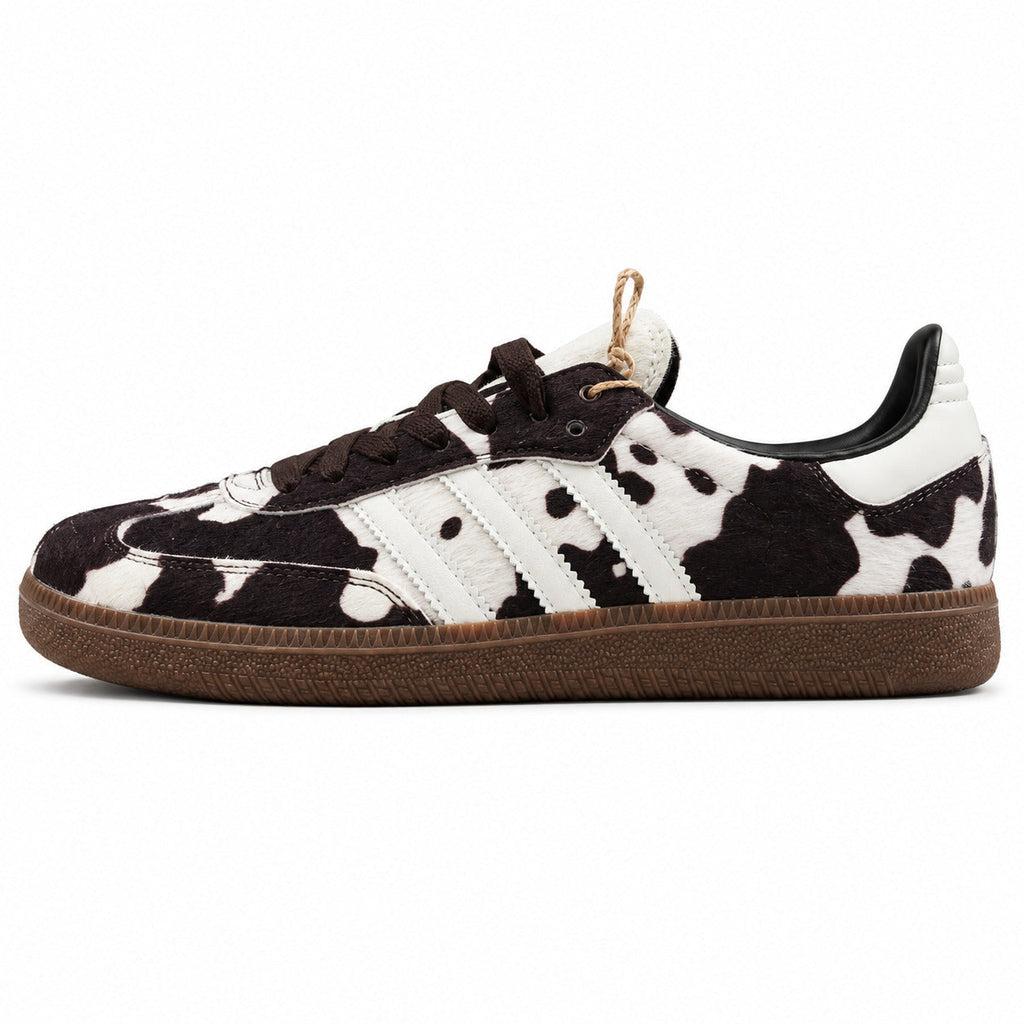 Adidas Samba OG pelo potro estampado vaca blanco lateral izquierdo