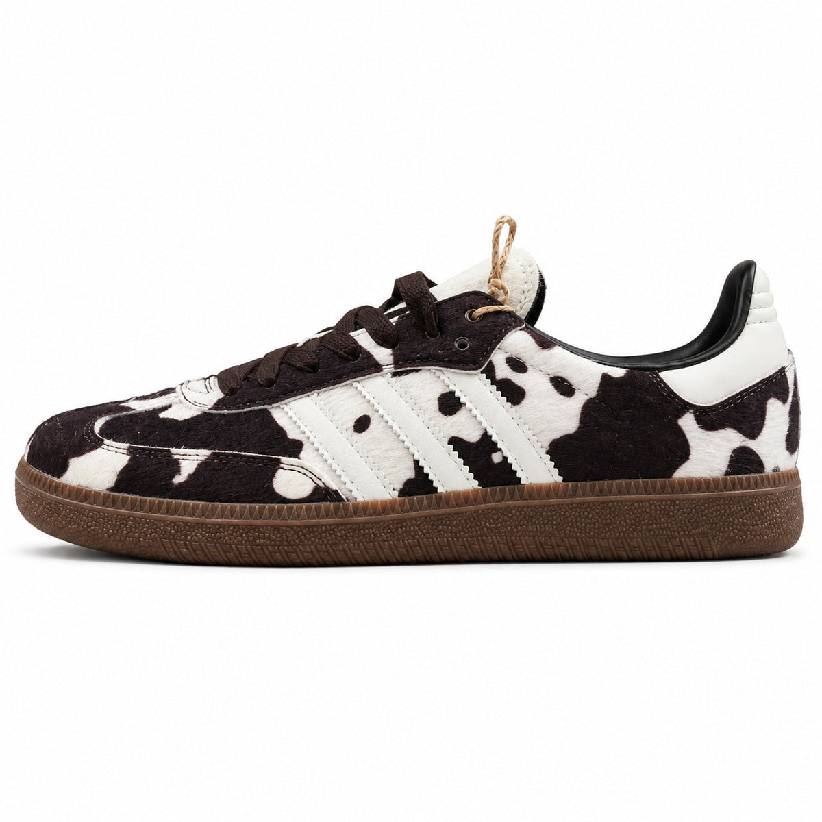 Adidas Samba OG pelo potro estampado vaca blanco lateral izquierdo