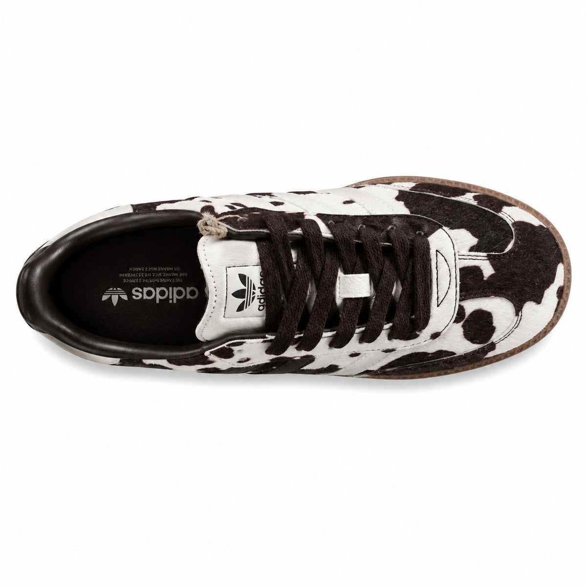 Adidas Samba OG pelo potro vaca blanco vista superior lengüeta