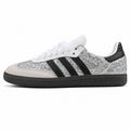 Adidas Samba OG purpurina plateada bandas negras suela negra perfil izquierdo