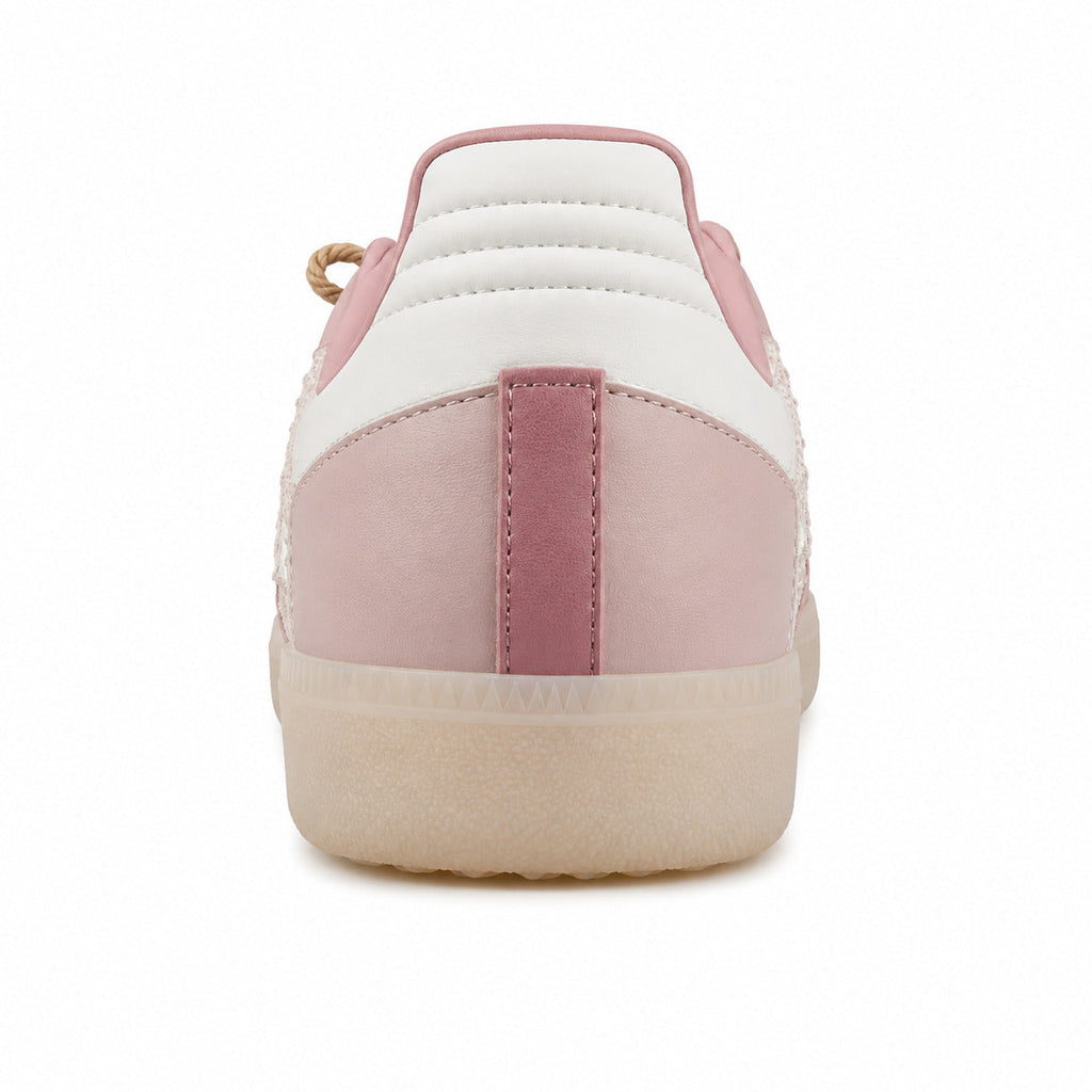 Adidas Samba OG rosa palo detalle talón blanco suela crema