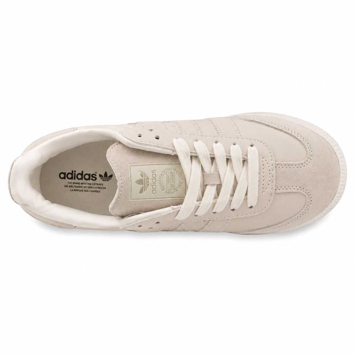 Adidas Samba Vegan crema tonal ante beige cordones blancos vista superior
