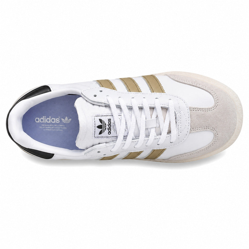 Adidas Samba XLG blanco dorado ante gris suela plataforma crema vista superior