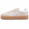 Adidas Sambae W crema bandas blancas suela plataforma goma perfil izquierdo