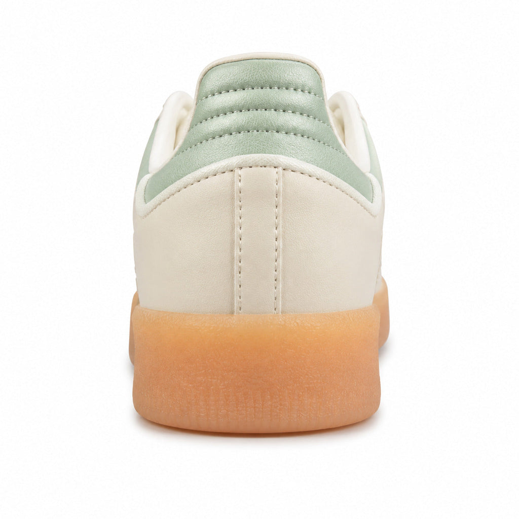 Adidas Sambae W crema detalle talón metalizado menta suela goma ámbar