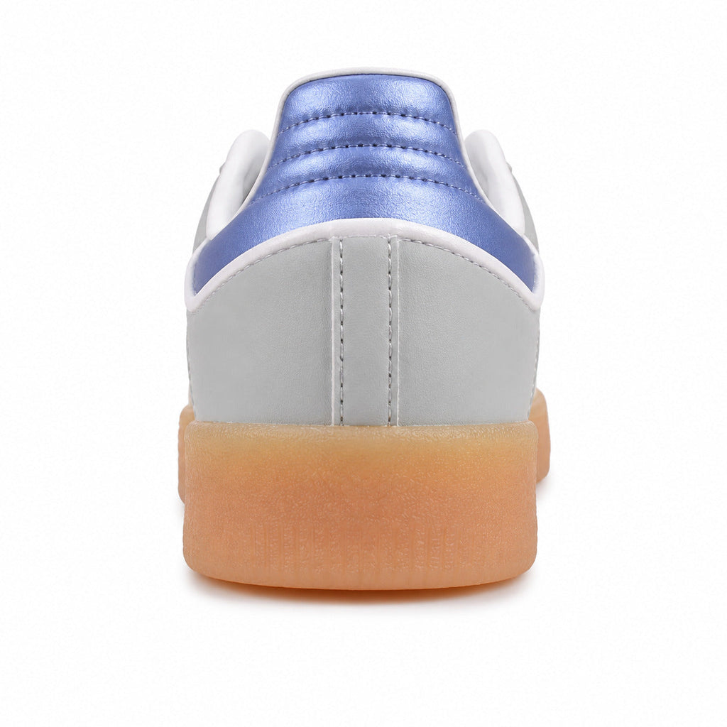 Adidas Sambae W gris hielo detalle talón metalizado azul periwinkle plataforma
