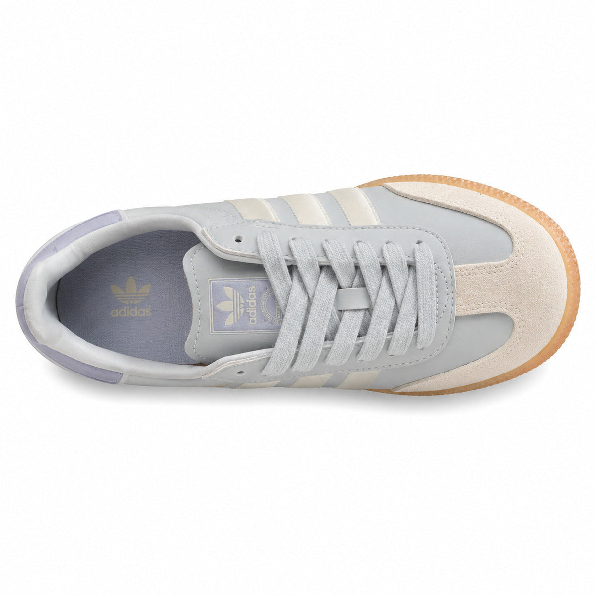 Adidas Sambae W gris hielo crema ante beige suela goma vista superior