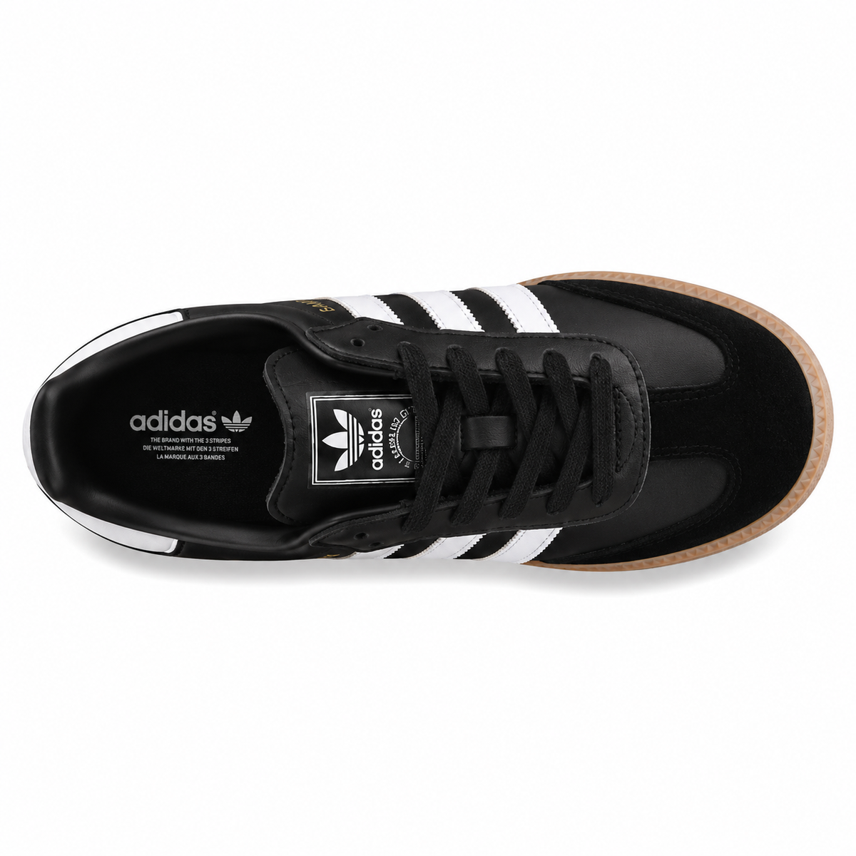 Adidas Sambae W negro blanco ante suela goma ámbar vista superior