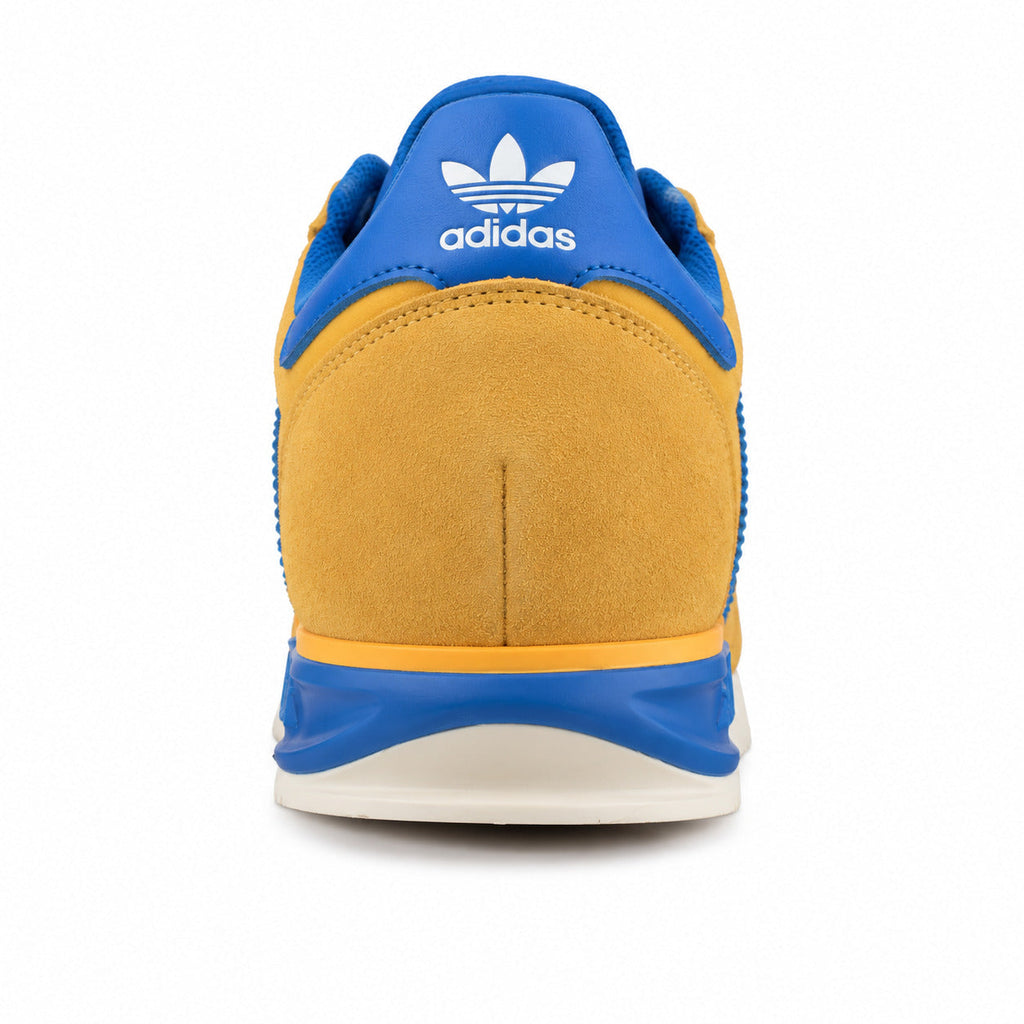 Adidas SL 72 amarillo mostaza detalle talón azul royal logo adidas