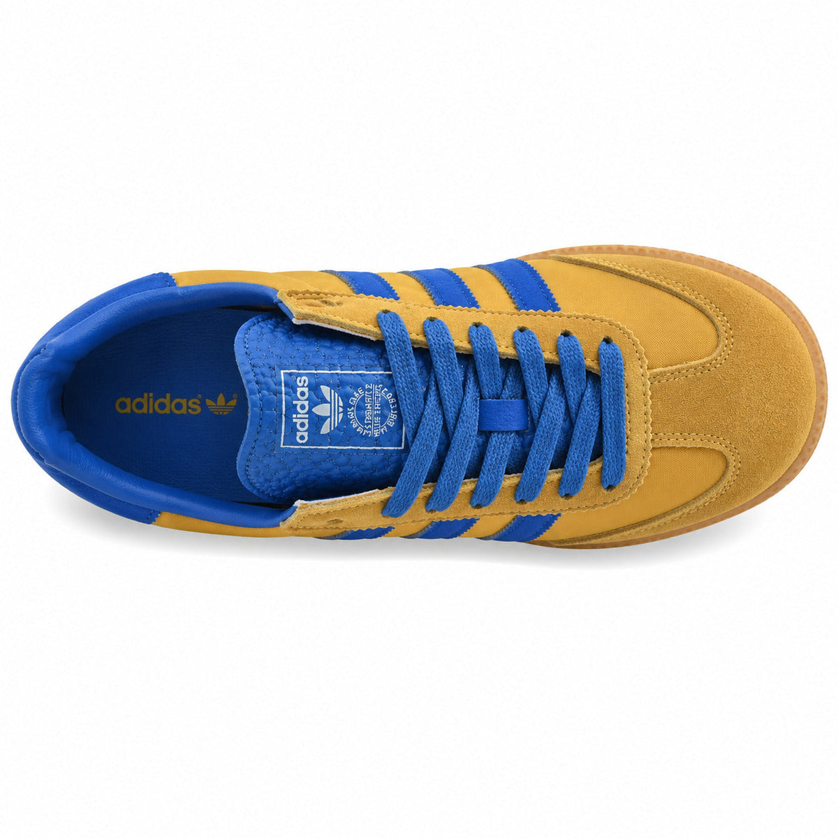 Adidas SL 72 amarillo mostaza azul royal ante suela goma vista superior