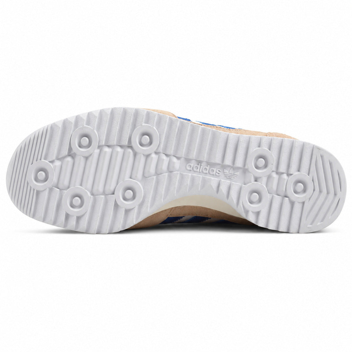 Adidas SL 72 blanco suela ripple blanca patrón circular adidas vista inferior