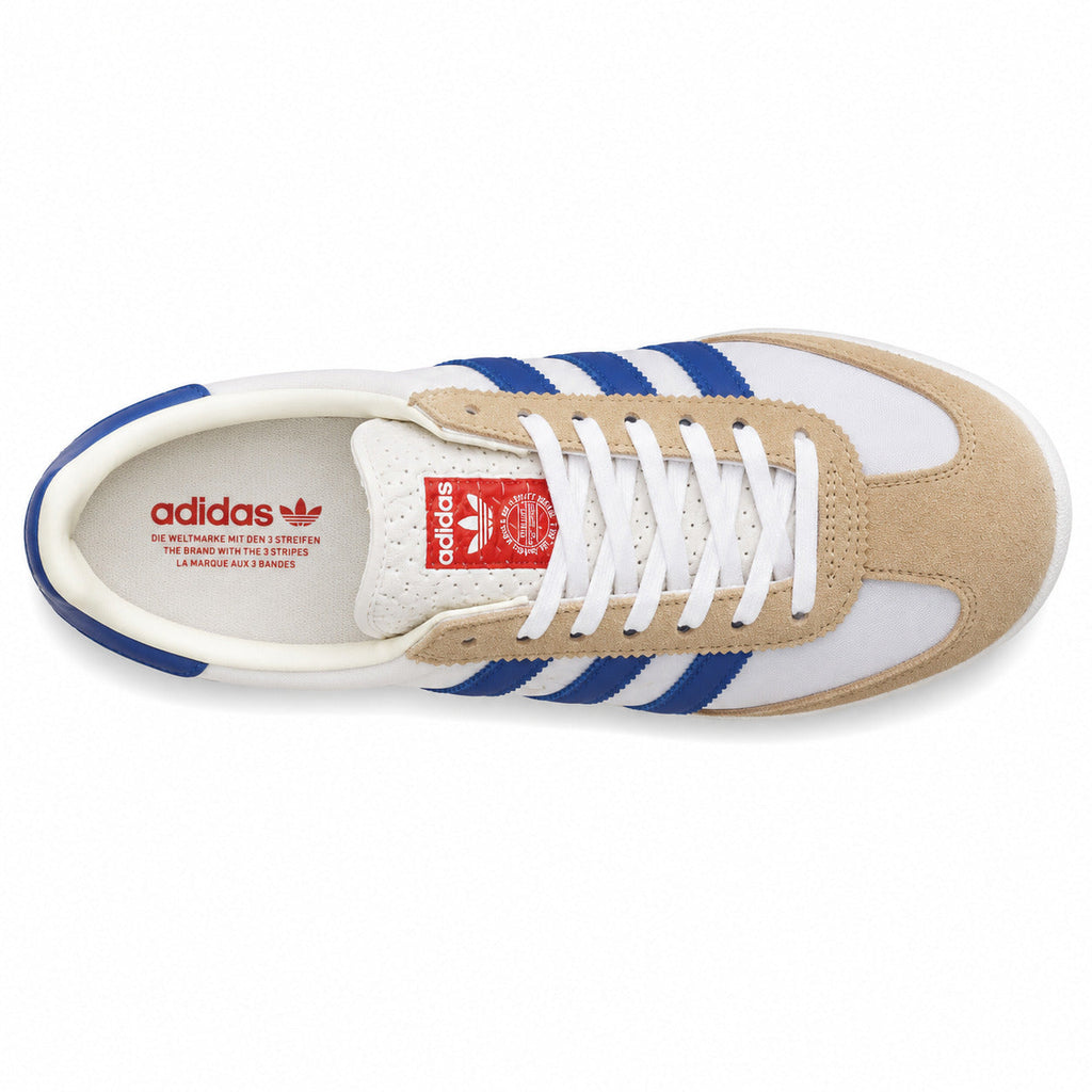 Adidas SL 72 blanco azul royal beige cordones blancos plantilla heritage vista superior
