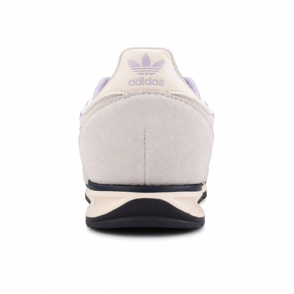 Adidas SL 72 crema detalle talón lila trefoil franja azul marino