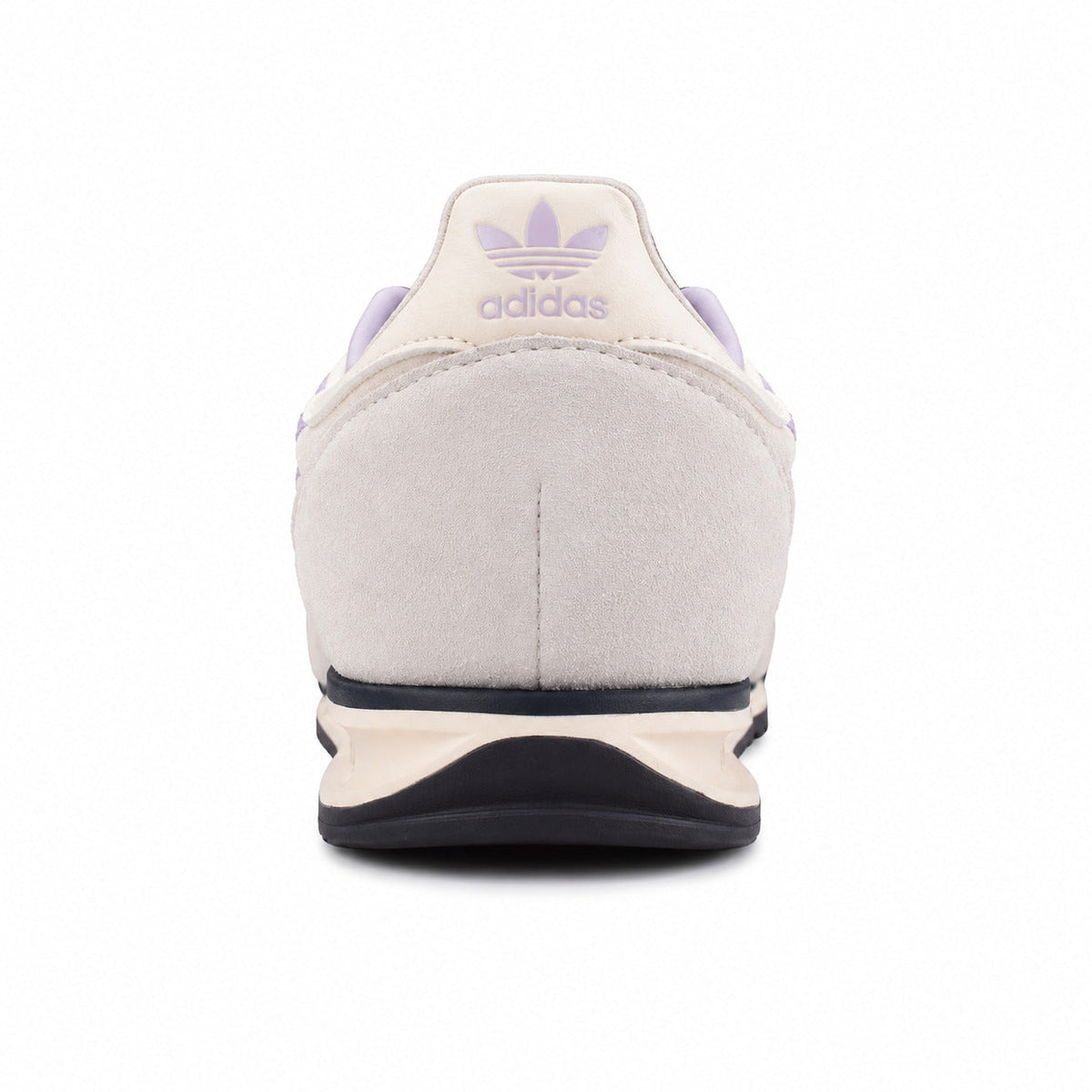 Adidas SL 72 crema detalle talón lila trefoil franja azul marino